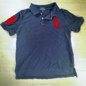 Boys Polo Ralph Lauren Short Sleeve Navy Blue Large Pony Polo Shirt Size M